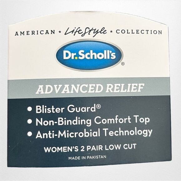 New with Tags Dr. Scholls ADVANCED RELIEF 2 Pair Low Cut Socks  Women Shoe 4-10 - Picture 3 of 4
